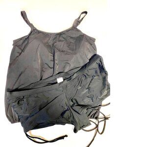 NEW 2pc Black Swim365 Tankini Top 18W; Liz Lange Maternity XL Swimwear #067